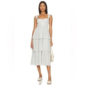 WeWoreWhat Light Gray Tiered corset maxi Dress
